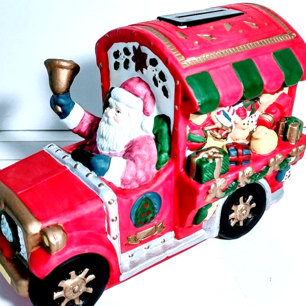 Christmas Santa Claus Truck Bank Figurine Collectible